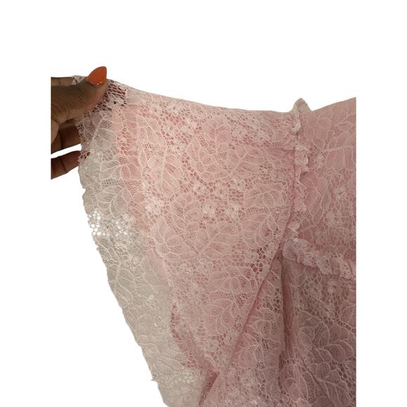 JessaKae Pink Elegant Dainty Delicate Coquette Giupure Lace Mia Midi Dress - Picture 7 of 13